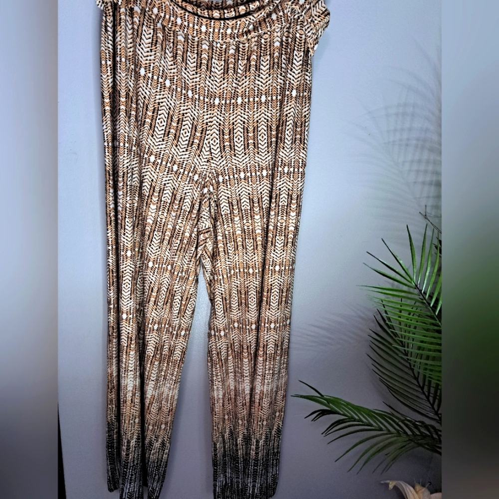 CATO Trouser Pants Womens 18/20W Multi Geometric Polyester High Waist Wide Leg